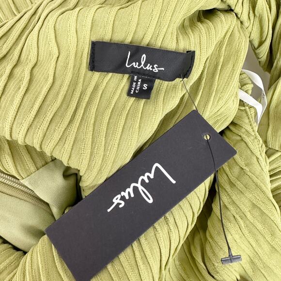 Lulus Aristea Light Green Textured One Shoulder Midi Dress Cocktail Small NWT - Picture 8 of 13